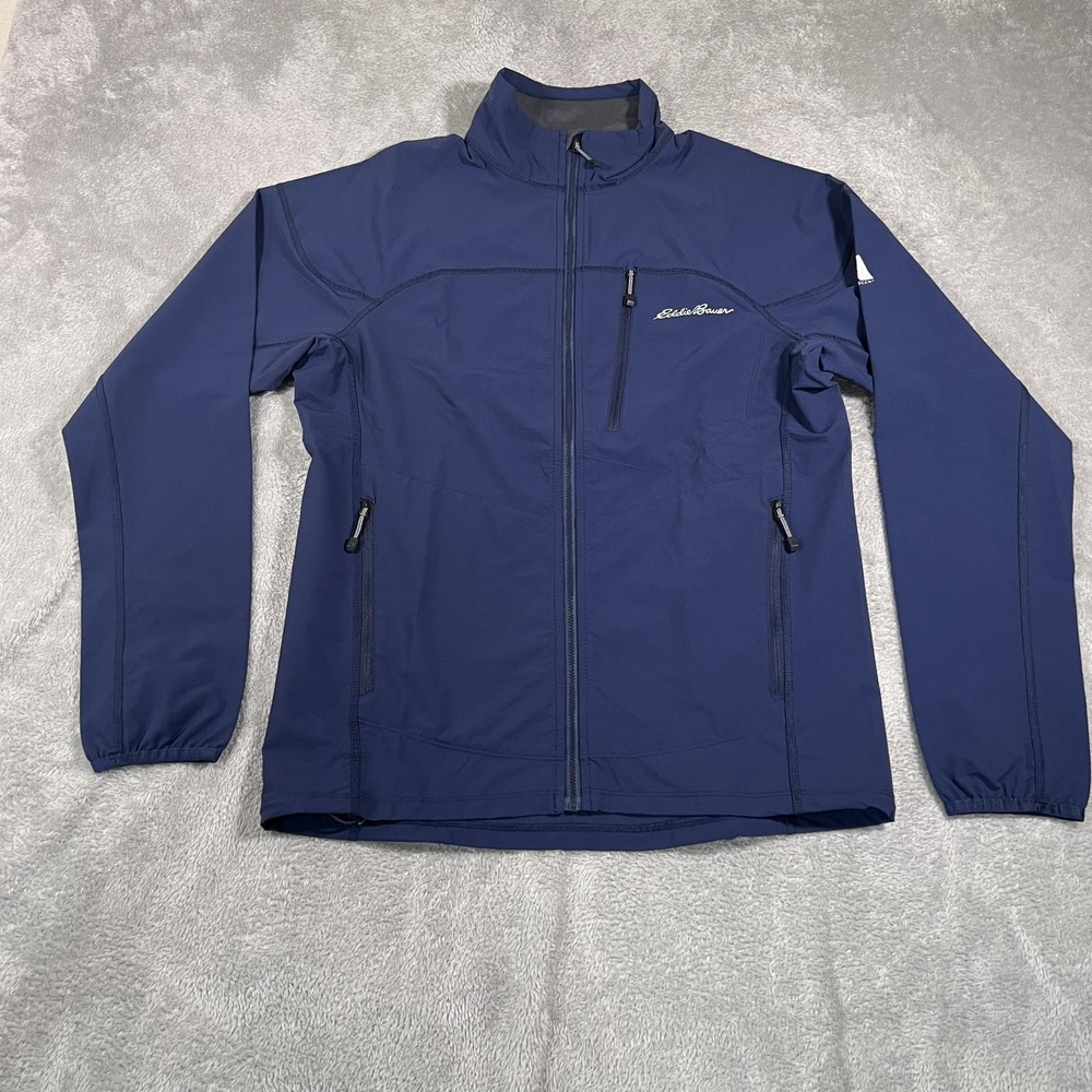 Eddie Bauer First Ascent Jacket Mens Small Blue SoftShell Full Zip Lightweight